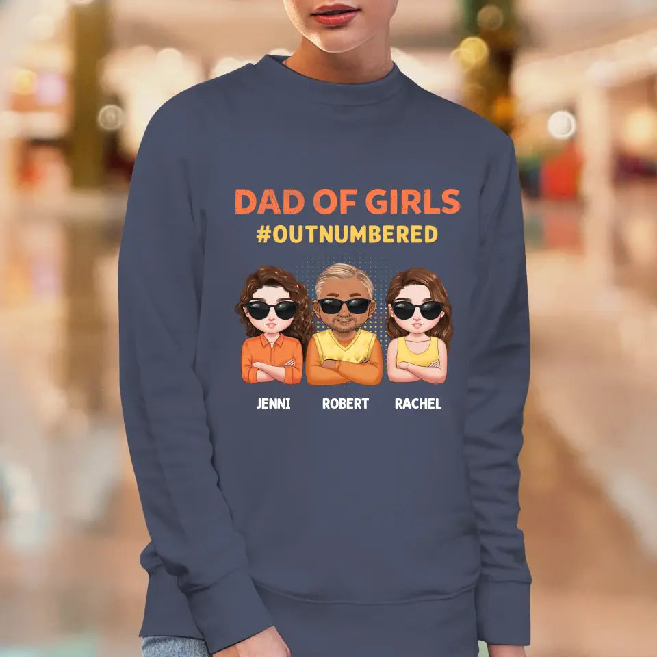 Dad Of Girls Outnumbered - Custom Name - Personalized Gifts For Dad - Hoodie