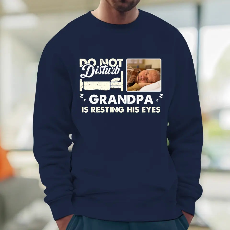 Do Not Disturb Grandpa - Custom Photo - Personalized Gifts For Grandpa - Hoodie