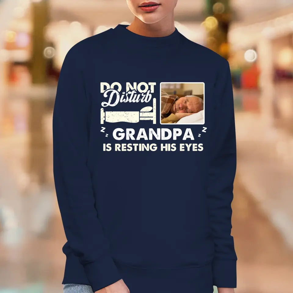 Do Not Disturb Grandpa - Custom Photo - Personalized Gifts For Grandpa - Hoodie