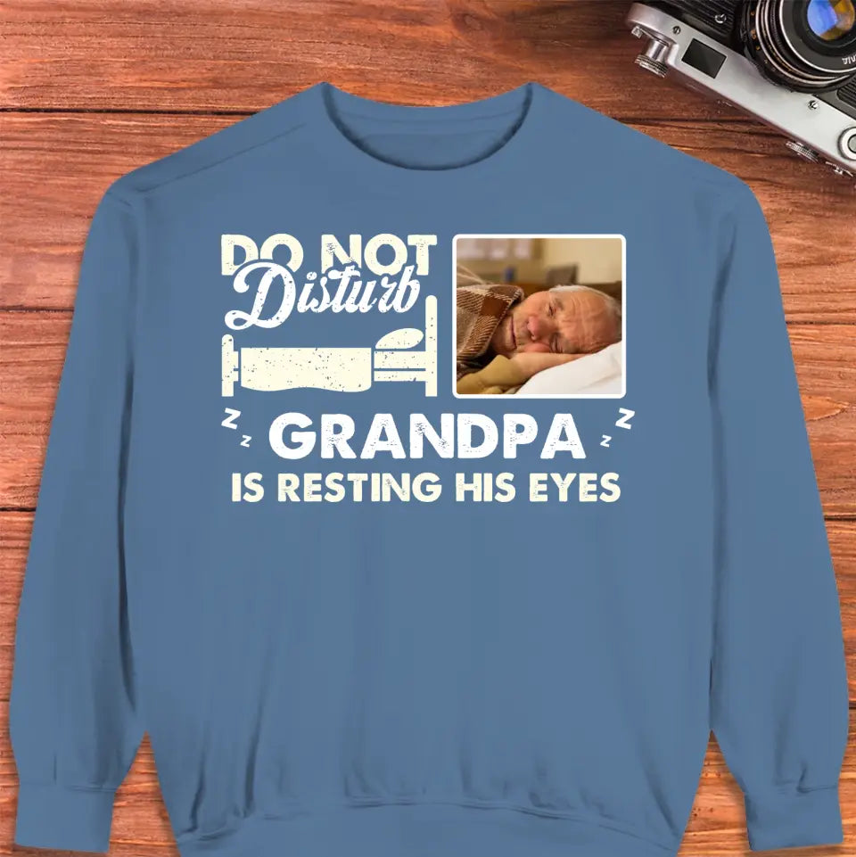 Do Not Disturb Grandpa - Custom Photo - Personalized Gifts For Grandpa - Hoodie