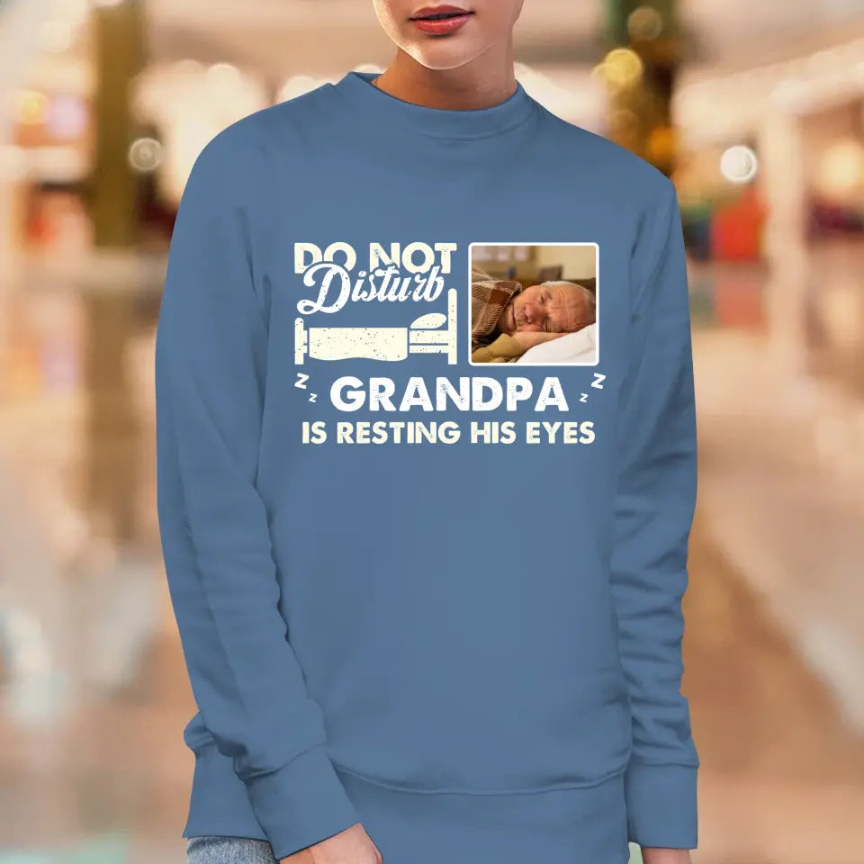 Do Not Disturb Grandpa - Custom Photo - Personalized Gifts For Grandpa - Hoodie