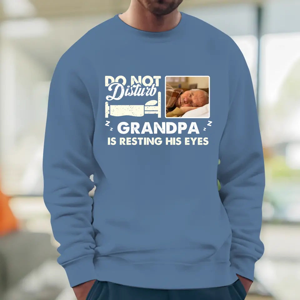 Do Not Disturb Grandpa - Custom Photo - Personalized Gifts For Grandpa - Hoodie