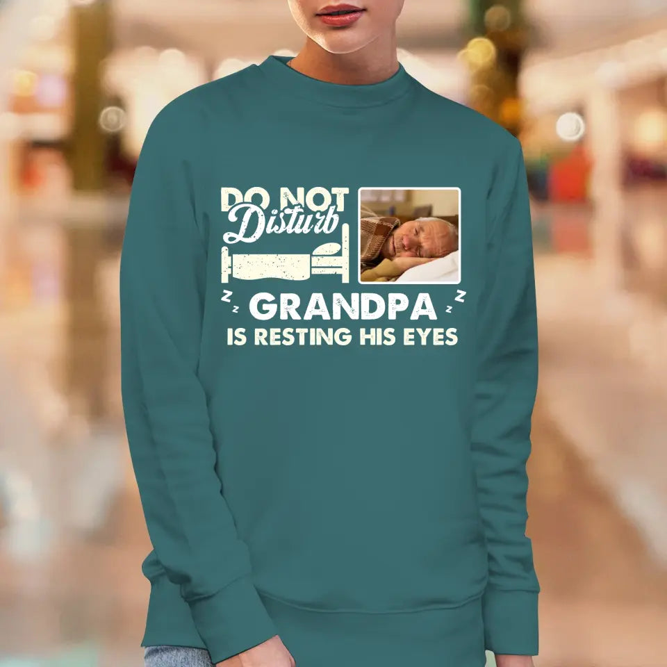 Do Not Disturb Grandpa - Custom Photo - Personalized Gifts For Grandpa - Hoodie