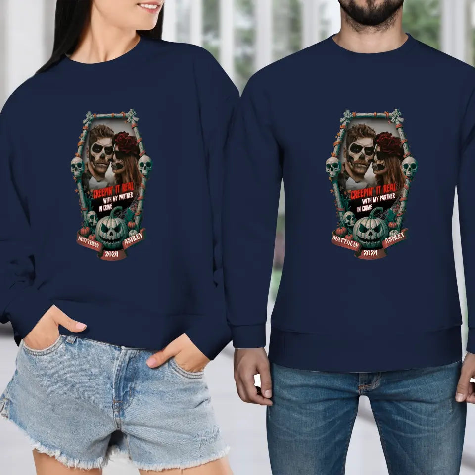 Creepin It Real - Custom Photo - Personalized Gifts For Couple - Sweater