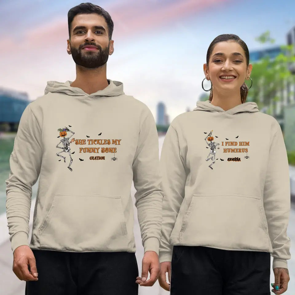 She Tickles My Funny Bone - Custom Name - Personalized Gifts for Couples - Hoodie