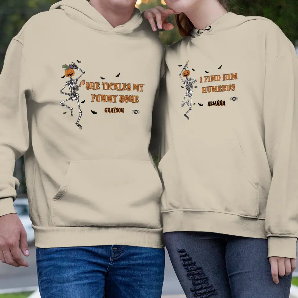 She Tickles My Funny Bone - Custom Name - Personalized Gifts for Couples - Hoodie