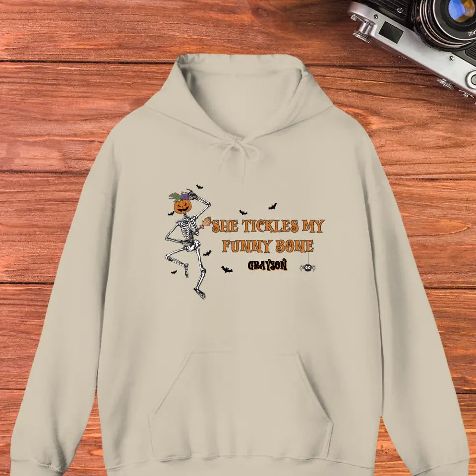 She Tickles My Funny Bone - Custom Name - Personalized Gifts for Couples - Hoodie