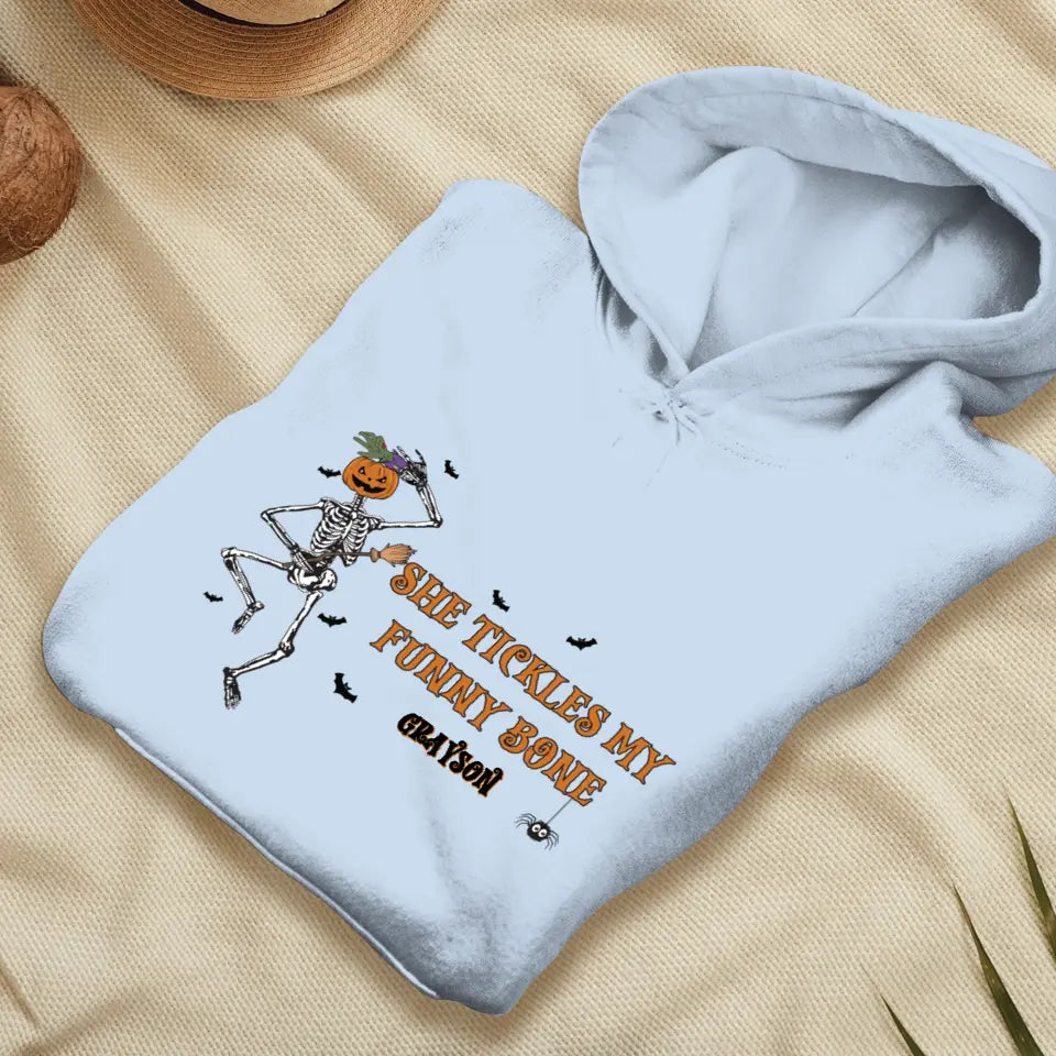 She Tickles My Funny Bone - Custom Name - Personalized Gifts for Couples - Hoodie