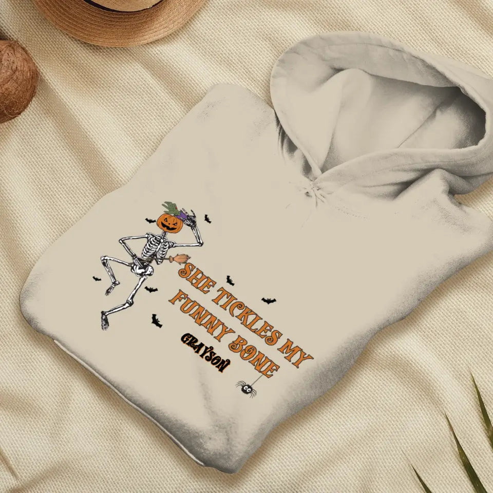 She Tickles My Funny Bone - Custom Name - Personalized Gifts for Couples - Hoodie