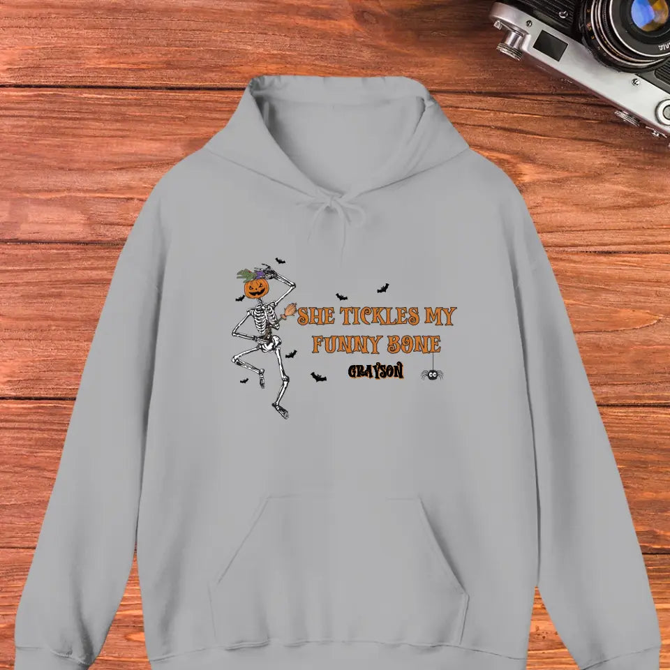 She Tickles My Funny Bone - Custom Name - Personalized Gifts for Couples - Hoodie