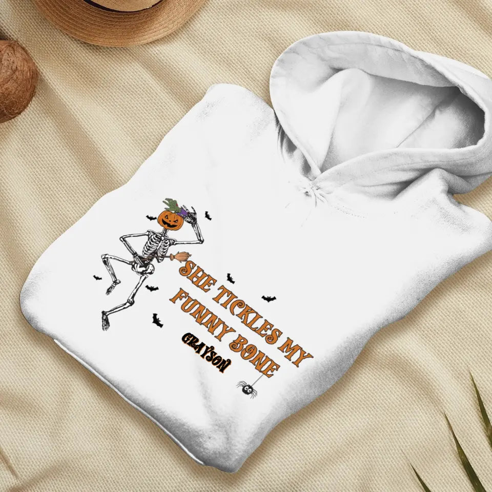 She Tickles My Funny Bone - Custom Name - Personalized Gifts for Couples - Hoodie