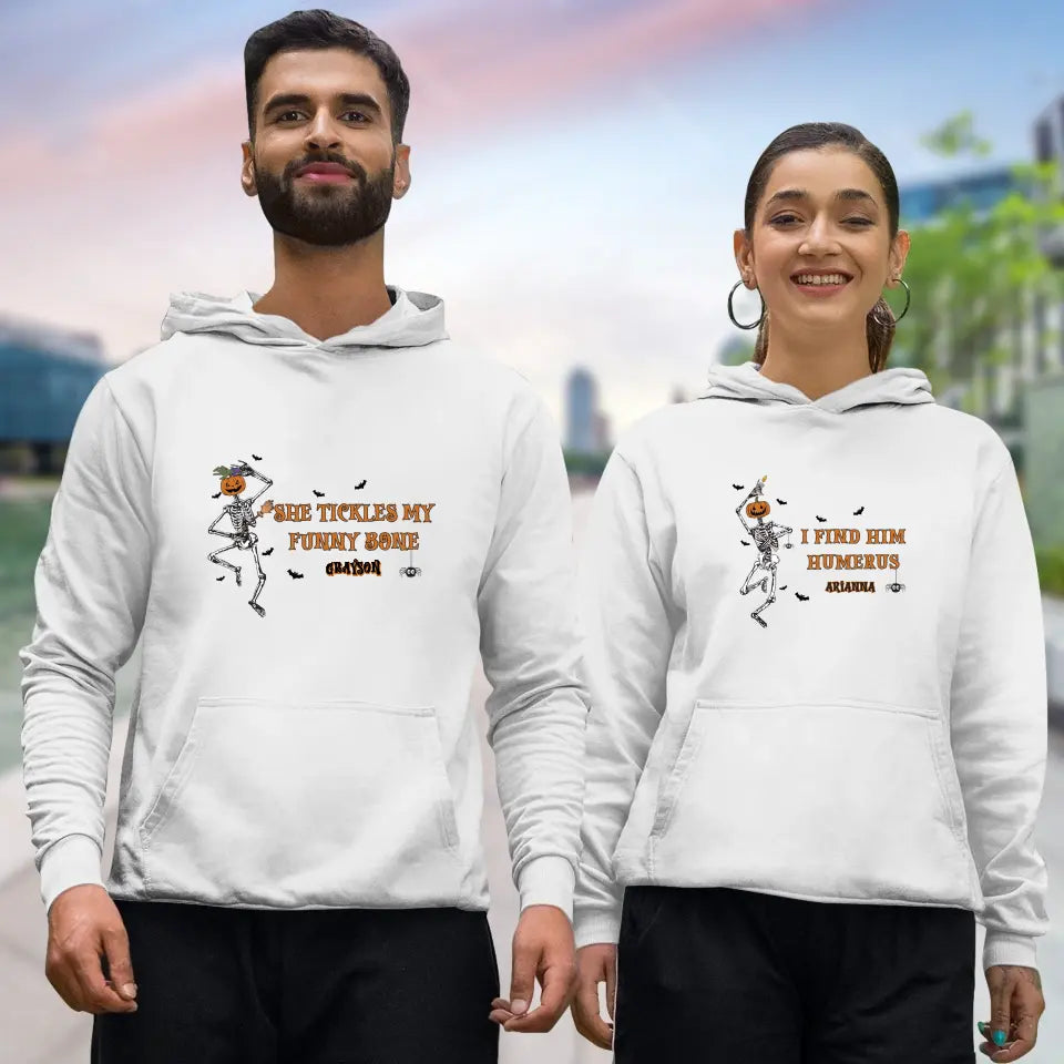 She Tickles My Funny Bone - Custom Name - Personalized Gifts for Couples - Hoodie