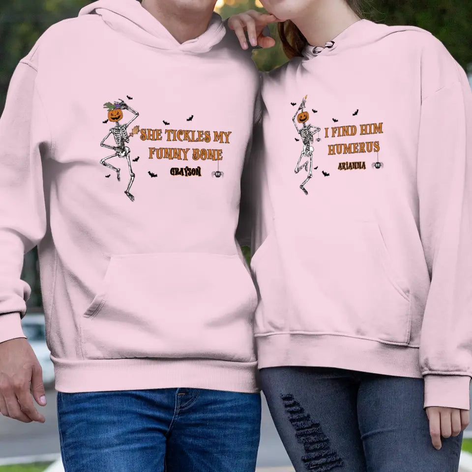 She Tickles My Funny Bone - Custom Name - Personalized Gifts for Couples - Hoodie