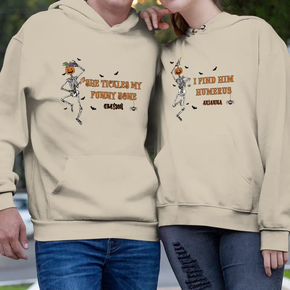 She Tickles My Funny Bone - Custom Name - Personalized Gifts for Couples - Hoodie