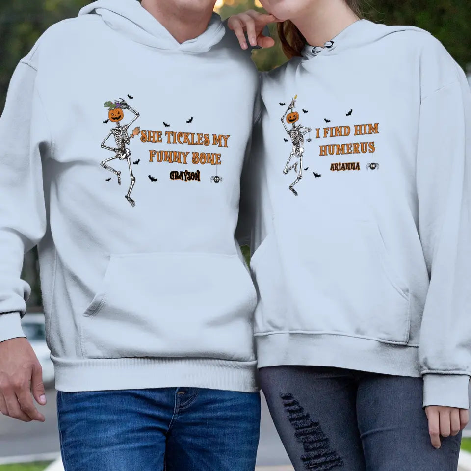 She Tickles My Funny Bone - Custom Name - Personalized Gifts for Couples - Hoodie