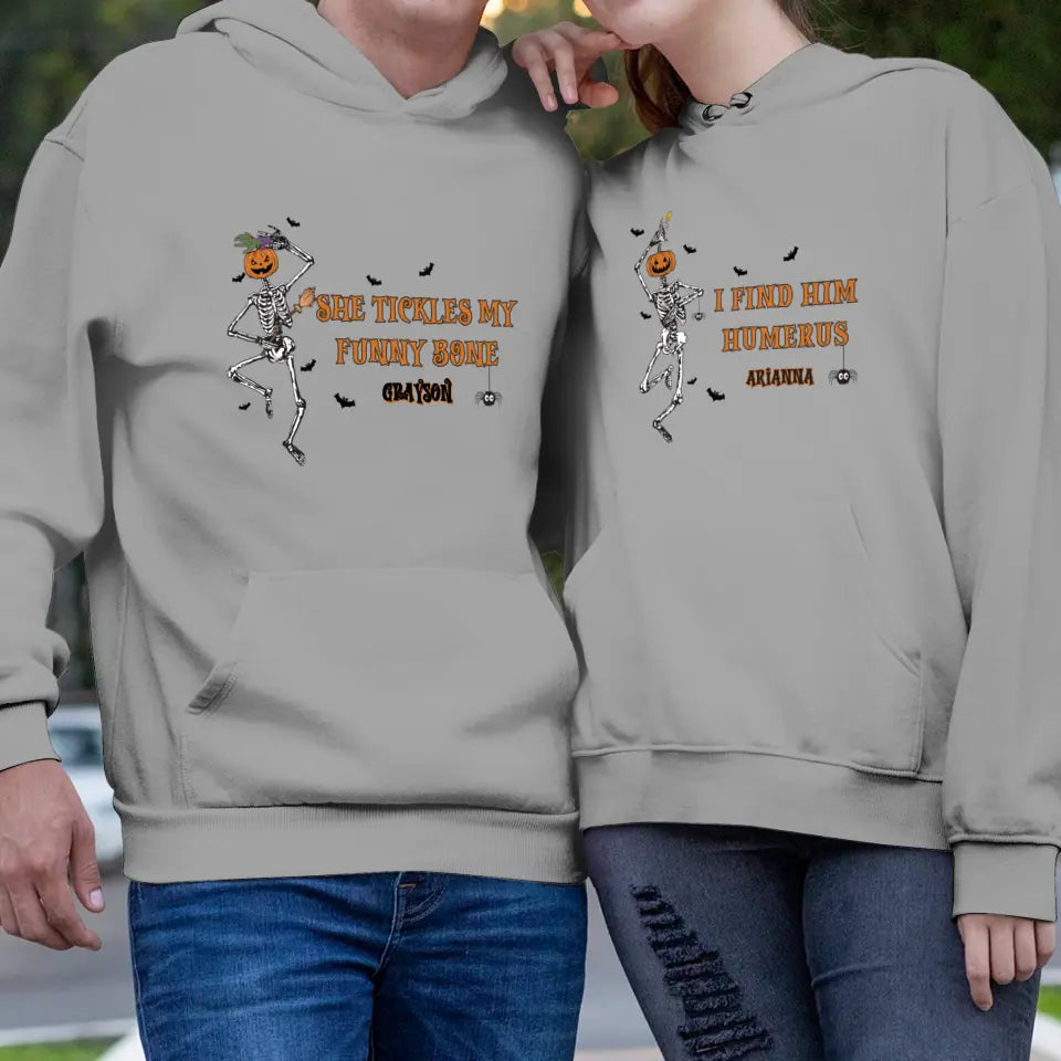 She Tickles My Funny Bone - Custom Name - Personalized Gifts for Couples - Hoodie