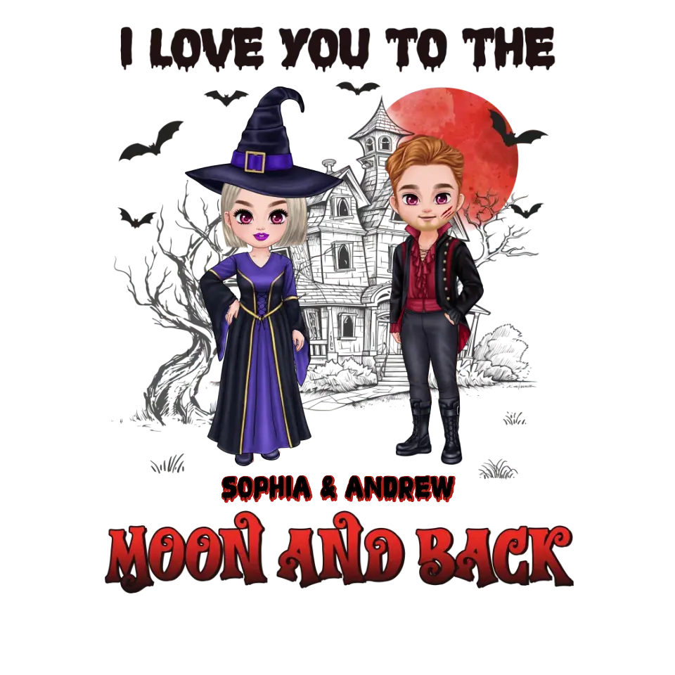 I Love You To The Moon And Back - Custom Name - Personalized Gifts for Couples - T-Shirt