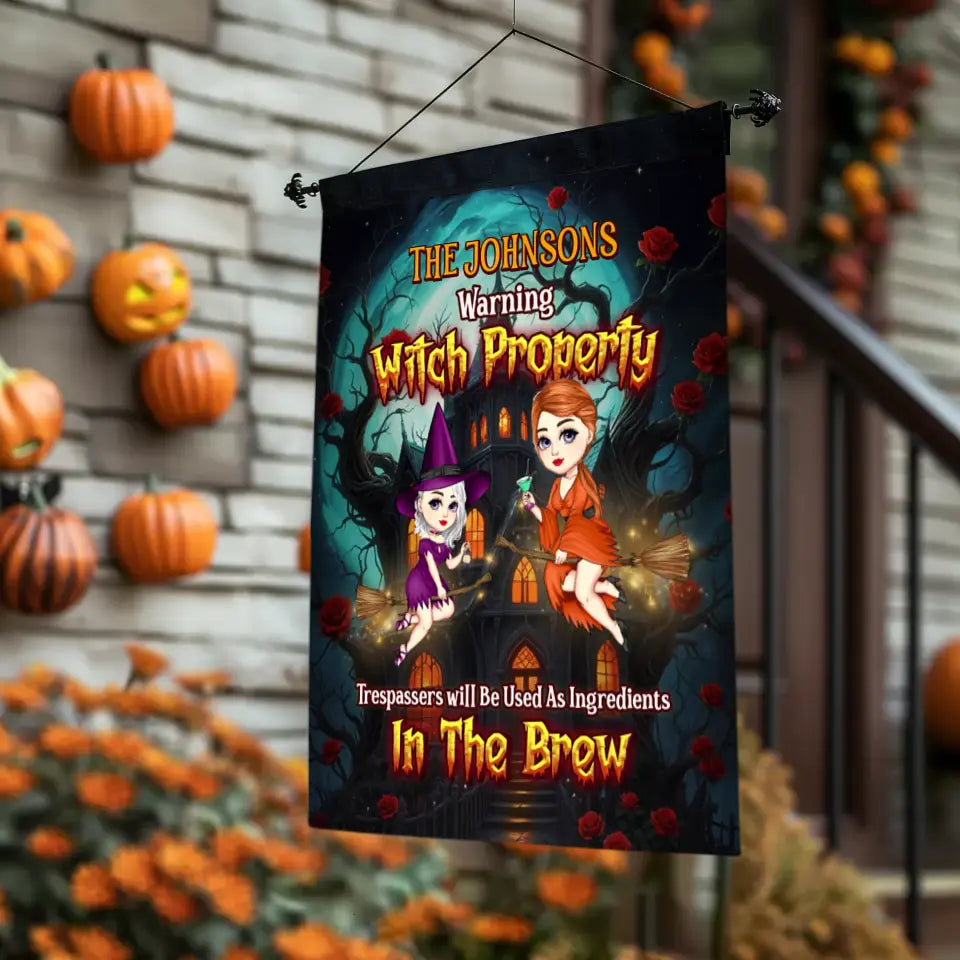 Witch Property - Custom Name - Personalized Gifts For Family - Garden Banner