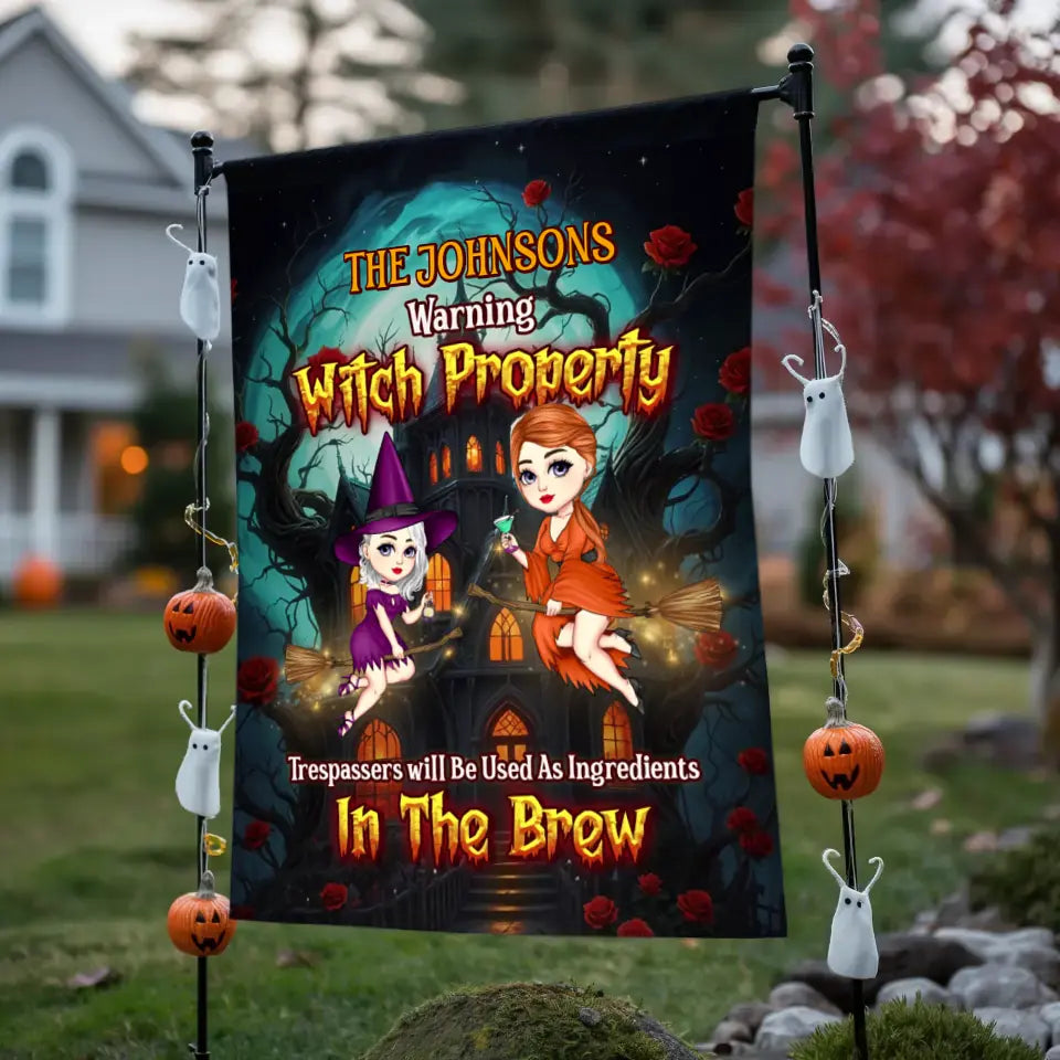 Witch Property - Custom Name - Personalized Gifts For Family - Garden Banner