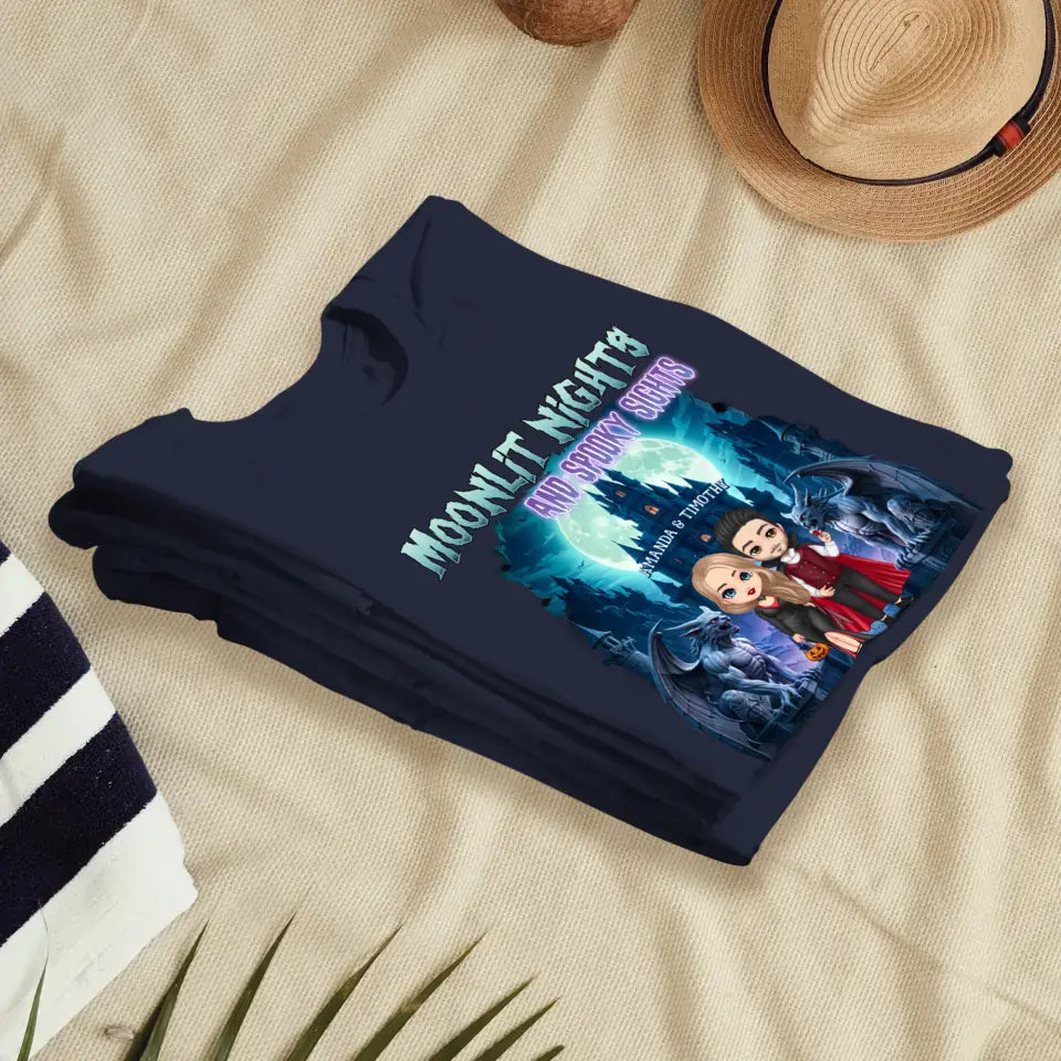 Moonlit Night - Custom Name - Personalized Gifts for Couples - T-Shirt