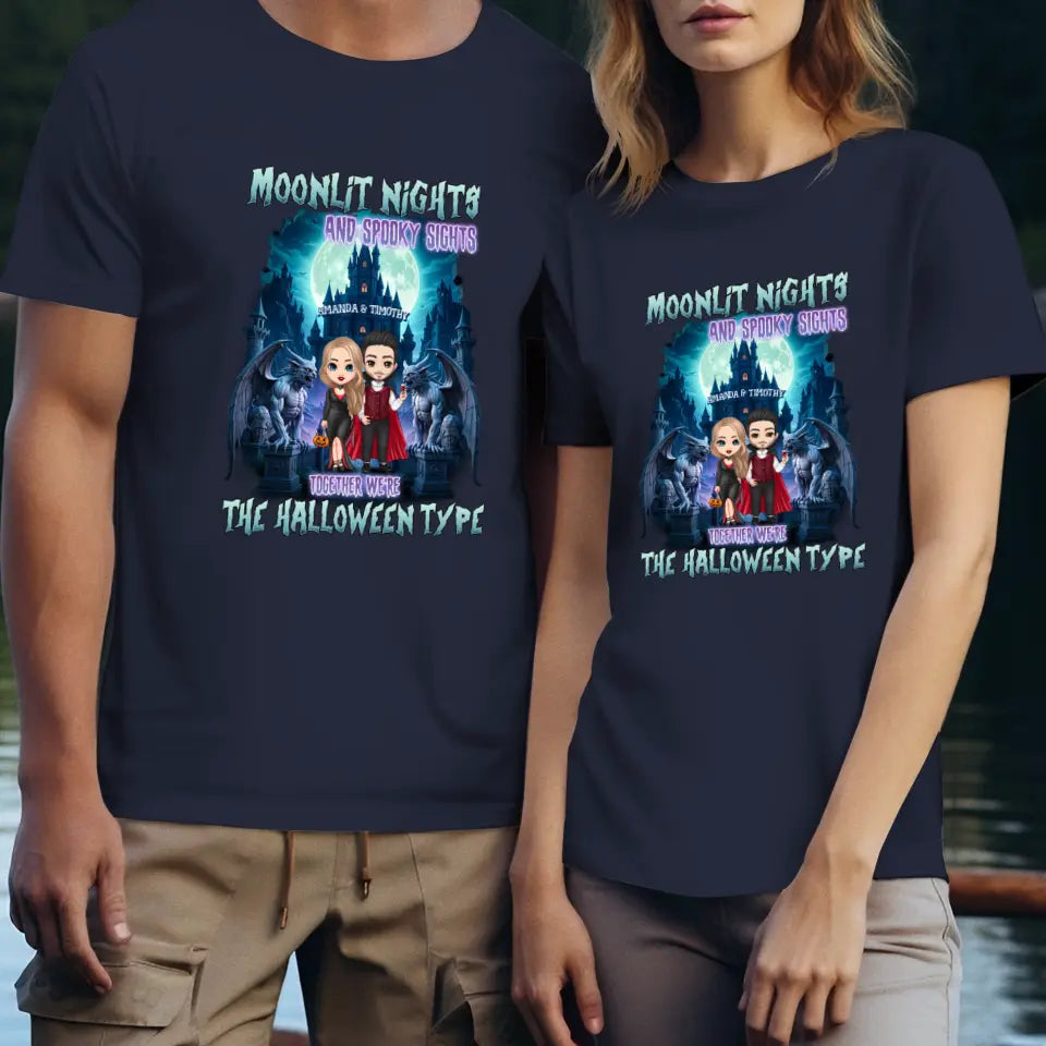 Moonlit Night - Custom Name - Personalized Gifts for Couples - T-Shirt