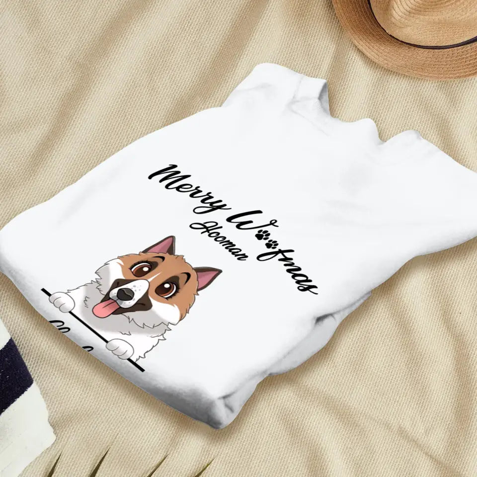 Merry Woofmas - Custom Name - Personalized Gifts For Dog Lovers - T-shirt