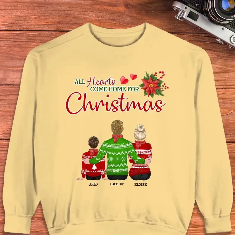 All Hearts Come Home For Christmas - Custom Quote - Personalized Gifts For Family - Sweater