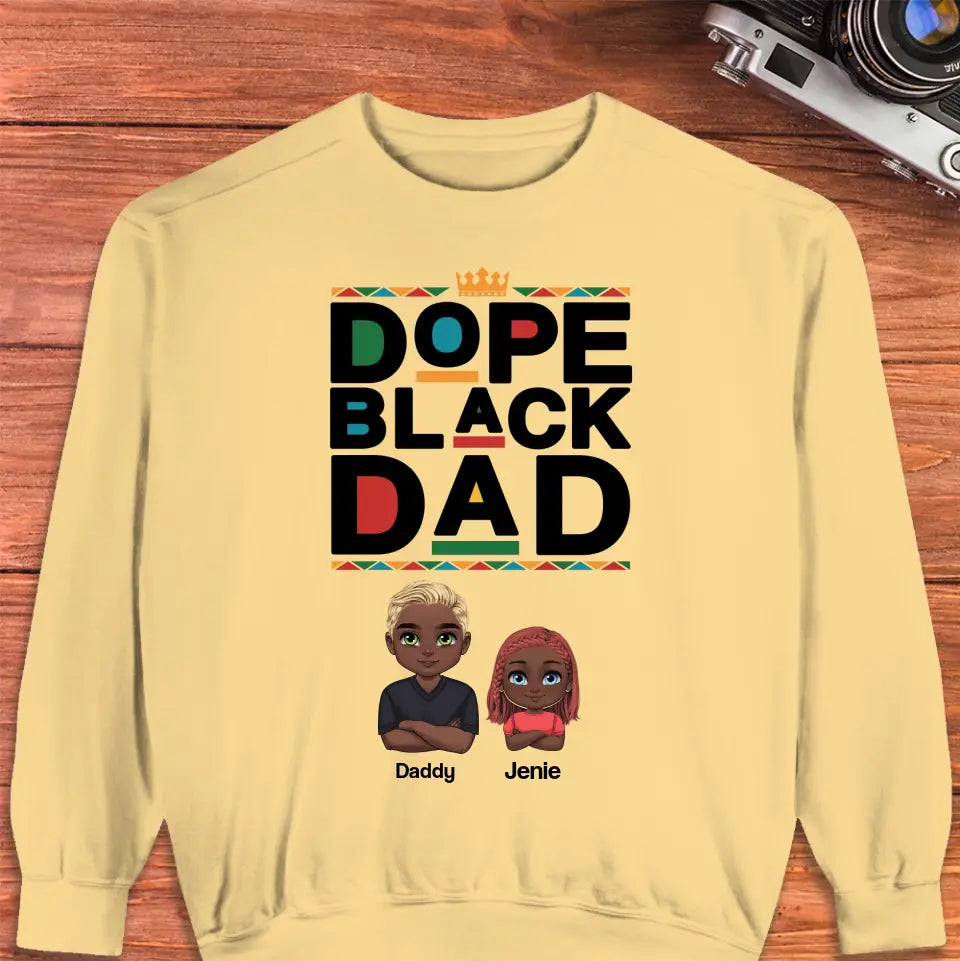 Dope Black Dad - Personalized Family Sweater