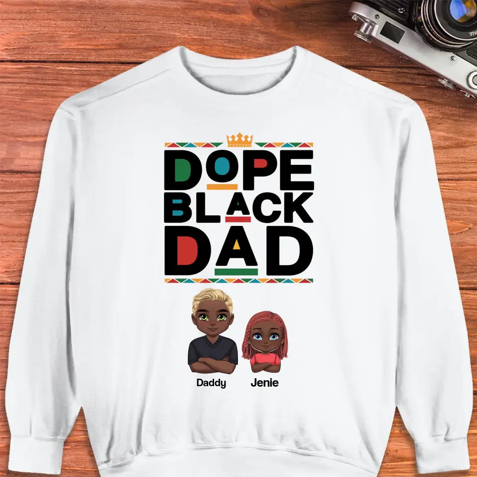 Dope Black Dad - Personalized Family Sweater