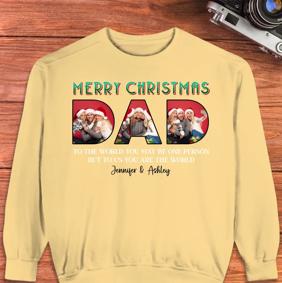 Merry Christmas Dad - Custom Photo - Personalized Gifts For Dad - T-shirt