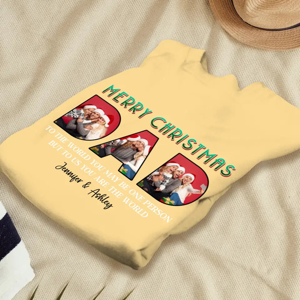 Merry Christmas Dad - Custom Photo - Personalized Gifts For Dad - T-shirt