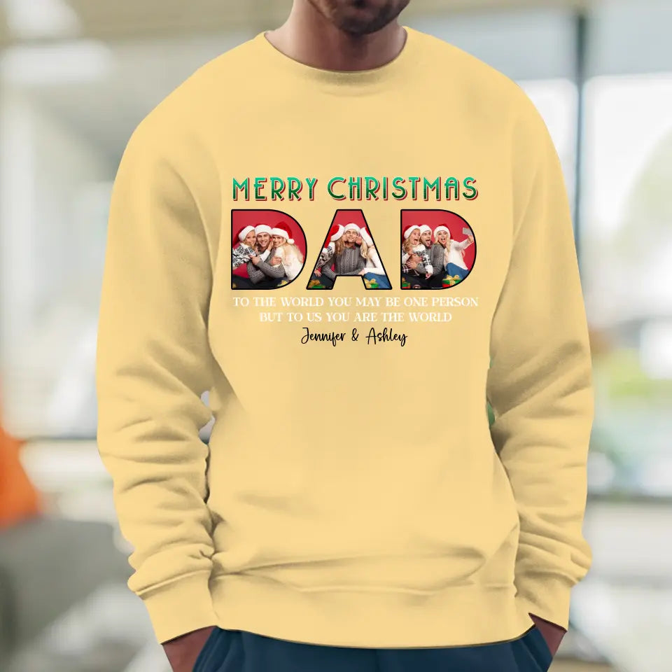 Merry Christmas Dad - Custom Photo - Personalized Gifts For Dad - T-shirt