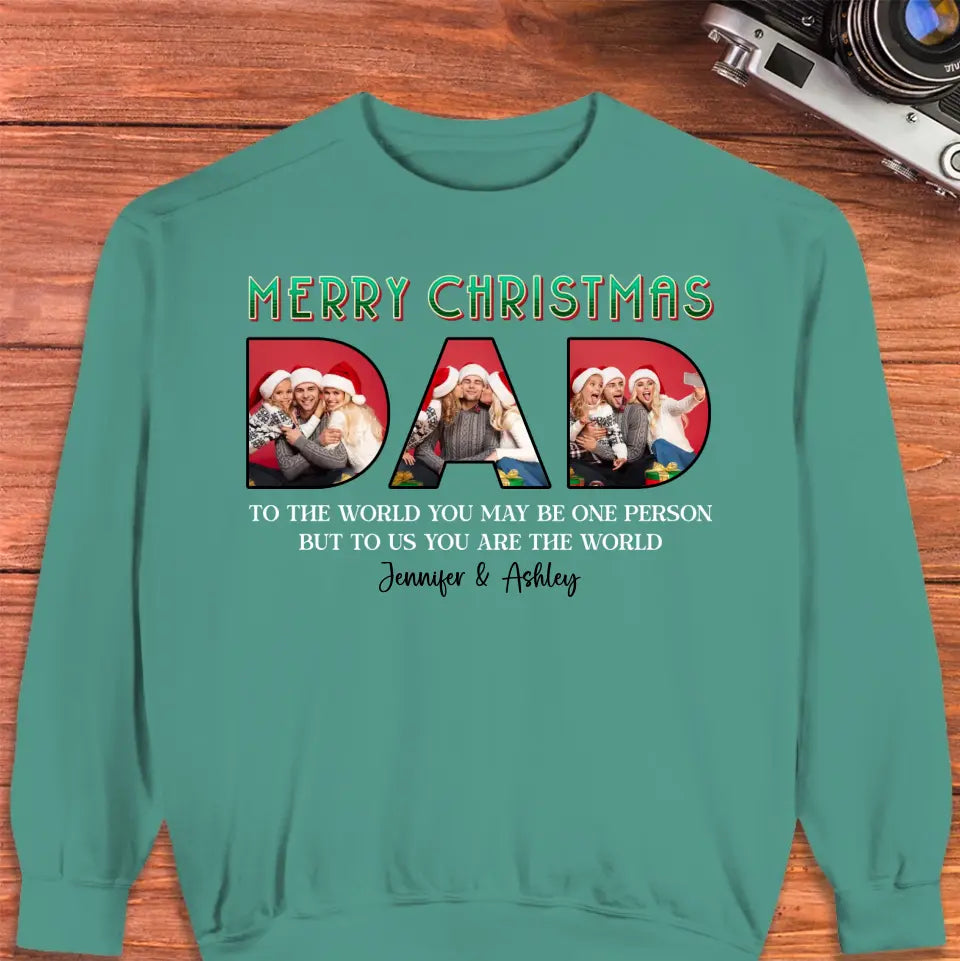 Merry Christmas Dad - Custom Photo - Personalized Gifts For Dad - T-shirt