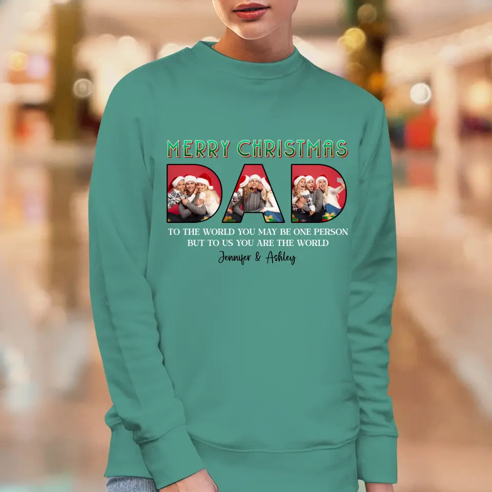 Merry Christmas Dad - Custom Photo - Personalized Gifts For Dad - T-shirt