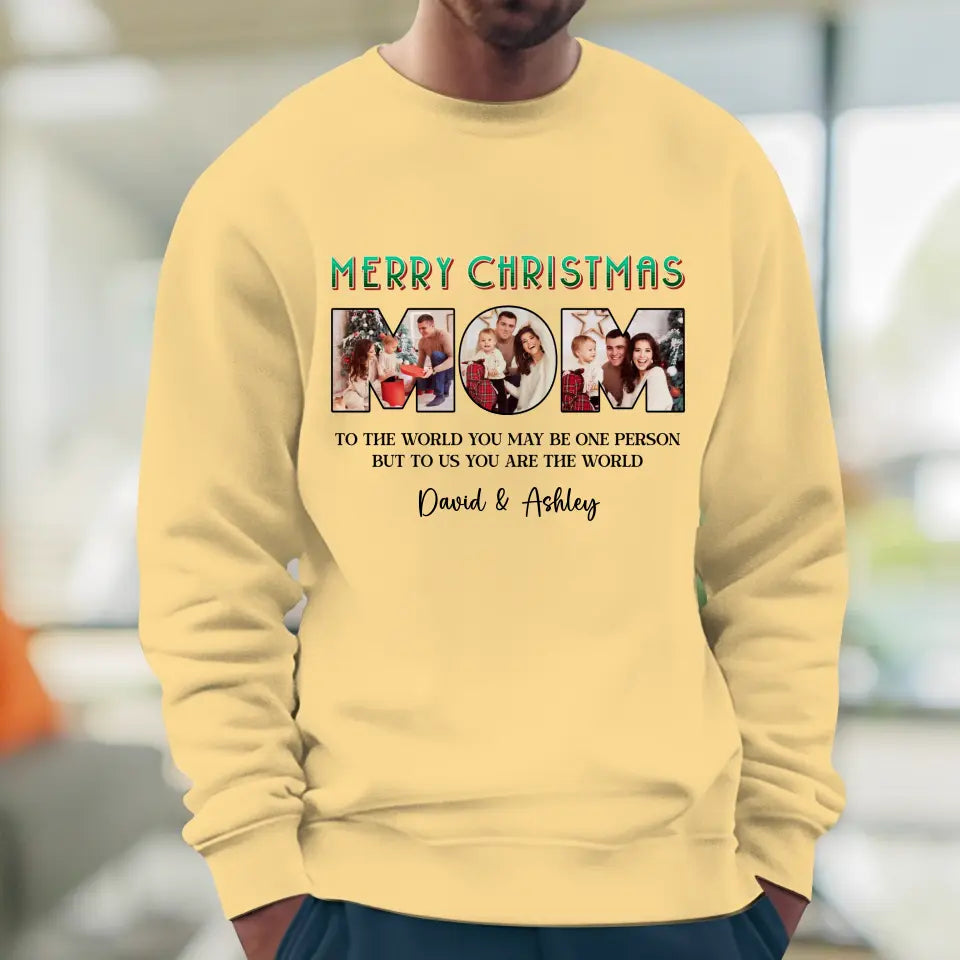 Merry Christmas Mom - Custom Photo - Personalized Gifts For Mom - Family Sweater