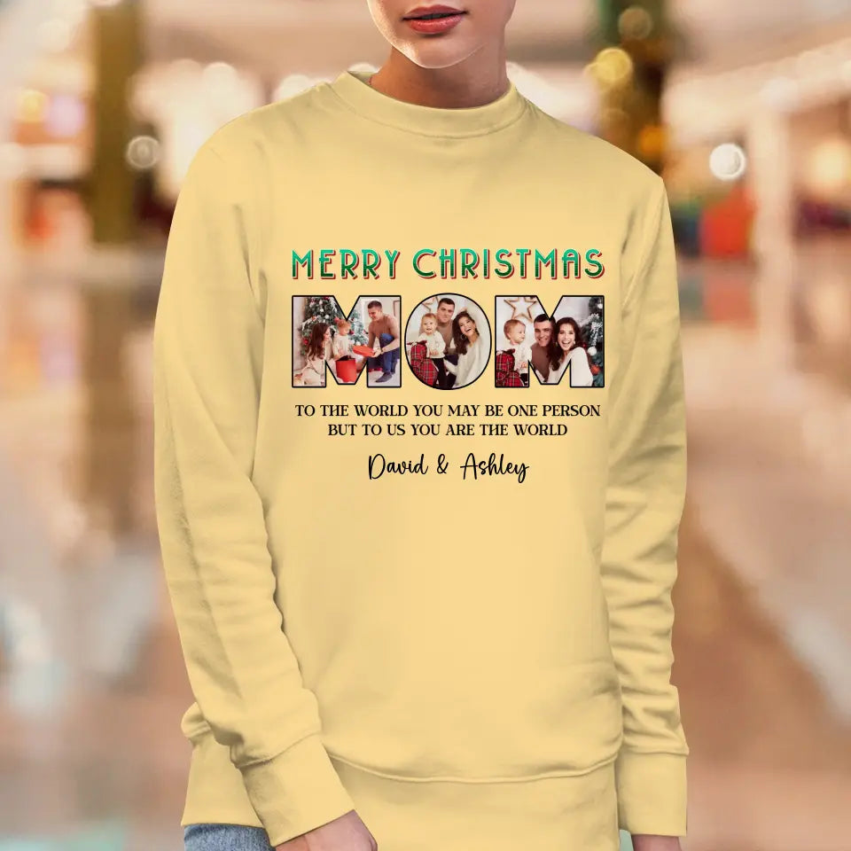 Merry Christmas Mom - Custom Photo - Personalized Gifts For Mom - Family Sweater