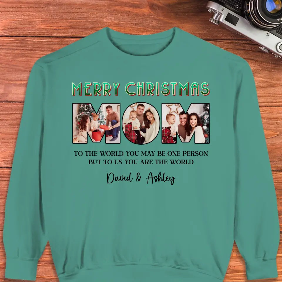 Merry Christmas Mom - Custom Photo - Personalized Gifts For Mom - Family Sweater