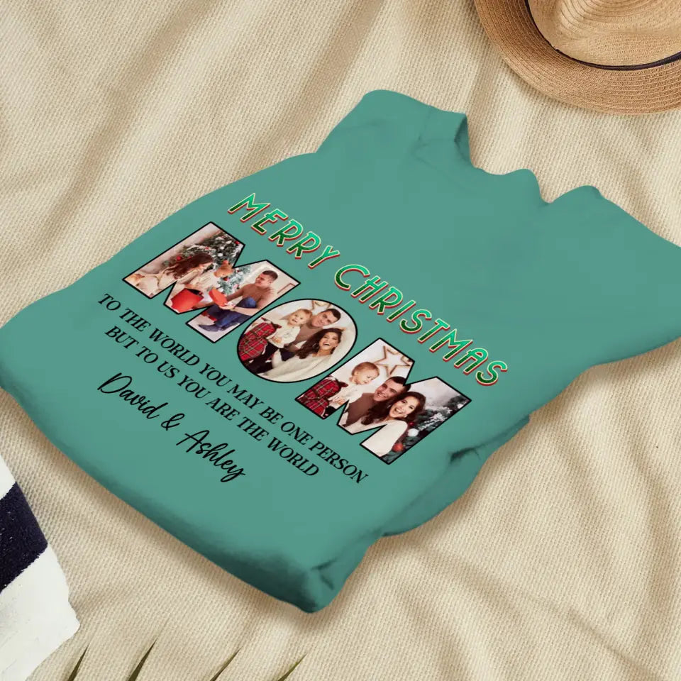Merry Christmas Mom - Custom Photo - Personalized Gifts For Mom - Family Sweater