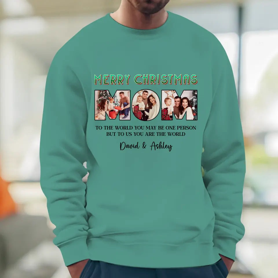 Merry Christmas Mom - Custom Photo - Personalized Gifts For Mom - Family Sweater