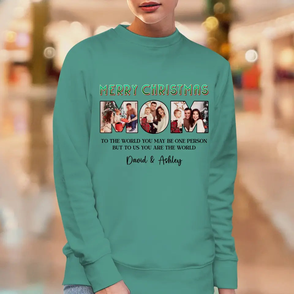 Merry Christmas Mom - Custom Photo - Personalized Gifts For Mom - Family Sweater