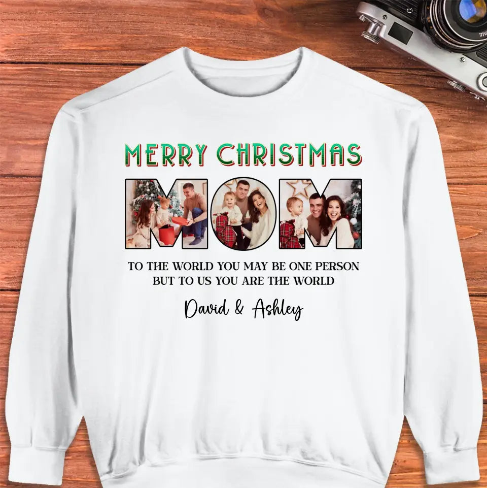 Merry Christmas Mom - Custom Photo - Personalized Gifts For Mom - Family Sweater