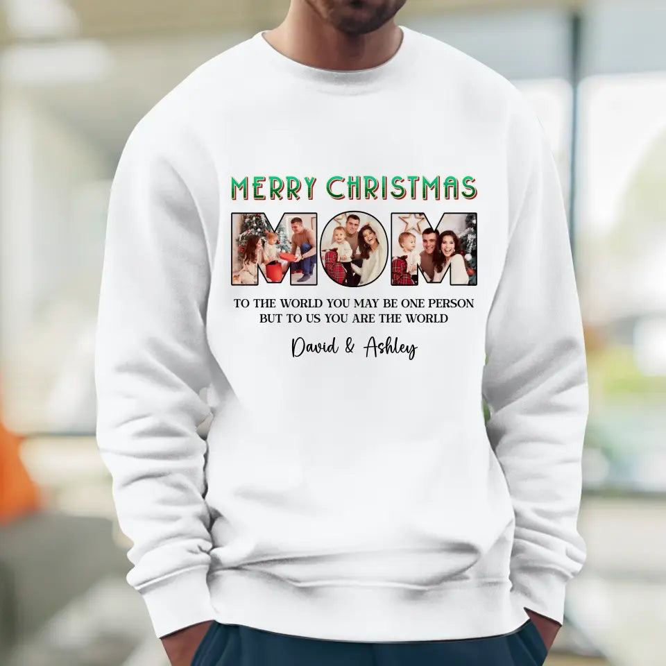 Merry Christmas Mom - Custom Photo - Personalized Gifts For Mom - Family Sweater