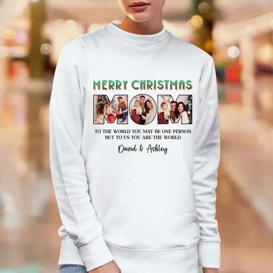 Merry Christmas Mom - Custom Photo - Personalized Gifts For Mom - Family Sweater