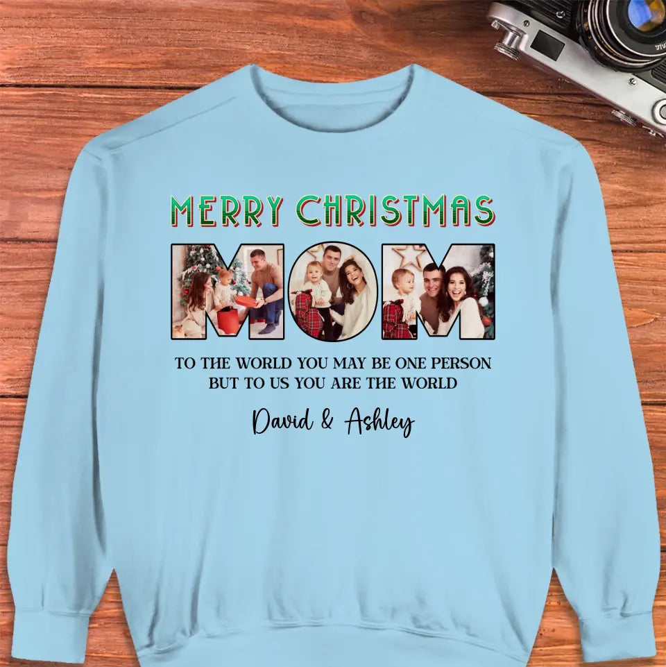 Merry Christmas Mom - Custom Photo - Personalized Gifts For Mom - Family Sweater