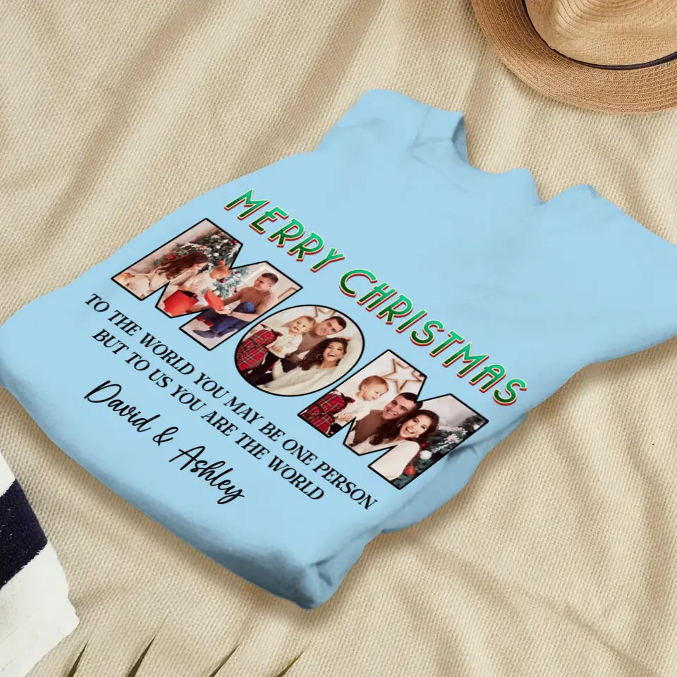 Merry Christmas Mom - Custom Photo - Personalized Gifts For Mom - Family Sweater