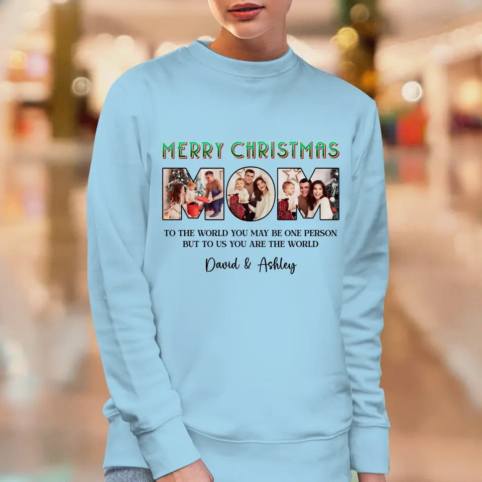 Merry Christmas Mom - Custom Photo - Personalized Gifts For Mom - Family Sweater