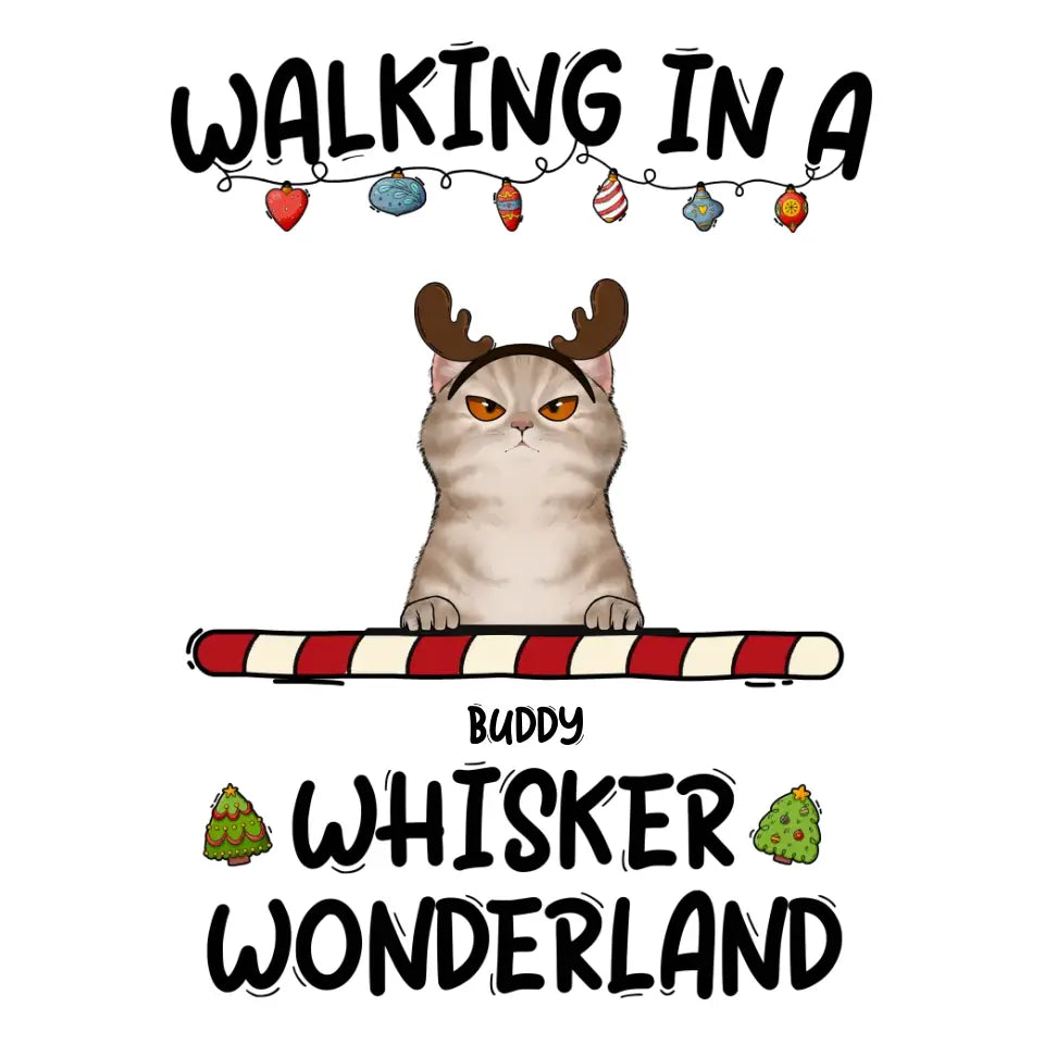 Walking In A Whisker Wonderland - Custom Name - Personalized Gifts For Cat Lovers - Sweater
