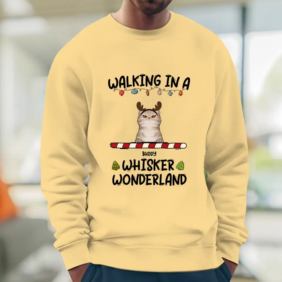 Walking In A Whisker Wonderland - Custom Name - Personalized Gifts For Cat Lovers - Sweater