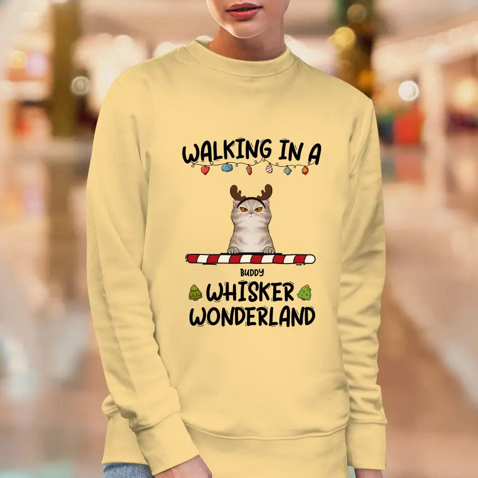 Walking In A Whisker Wonderland - Custom Name - Personalized Gifts For Cat Lovers - Sweater