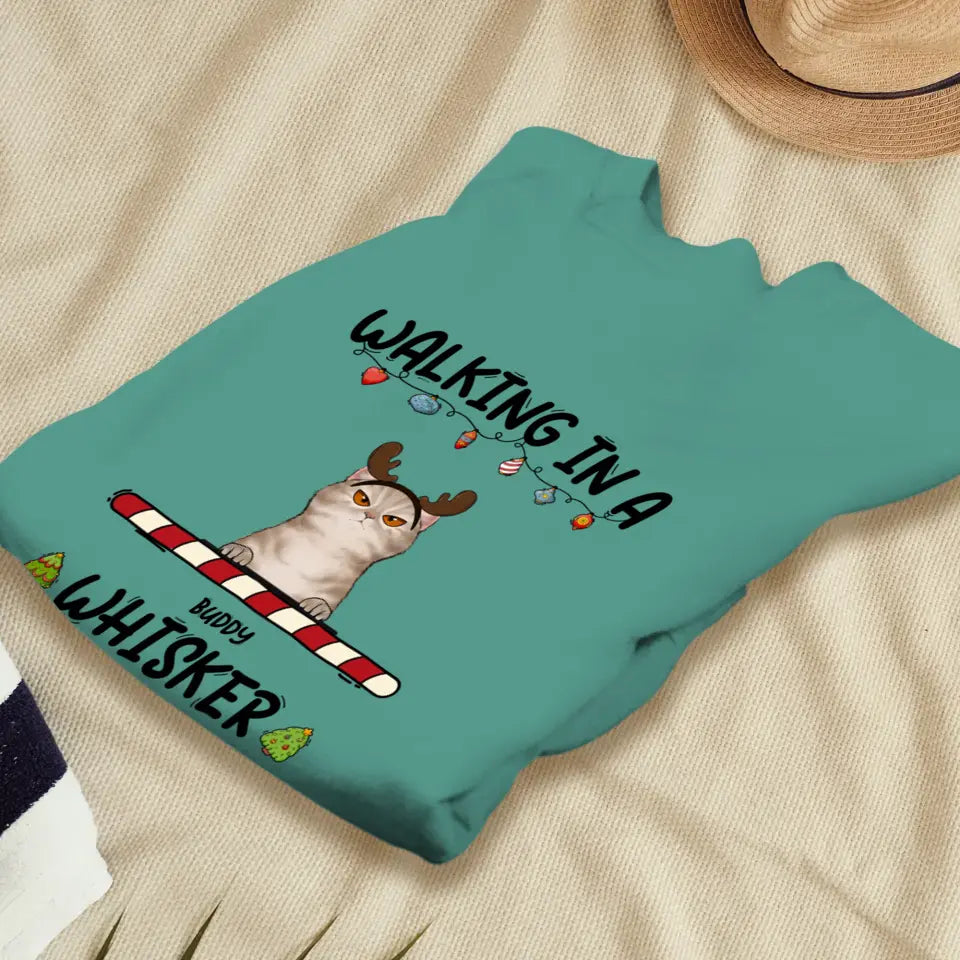 Walking In A Whisker Wonderland - Custom Name - Personalized Gifts For Cat Lovers - Sweater